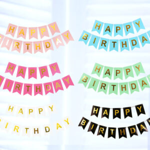 Large 16*20cm Happy Birthday Letter Flag Pink Bronzing Fishtail Banner Party Decoration Supplies