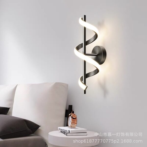 Bedside Wall Lamp Light Luxury Modern Simple Creative Spiral Bedroom Wall Lamp Minimalist Led Living Room TV Background Wall Lamp - Image 2