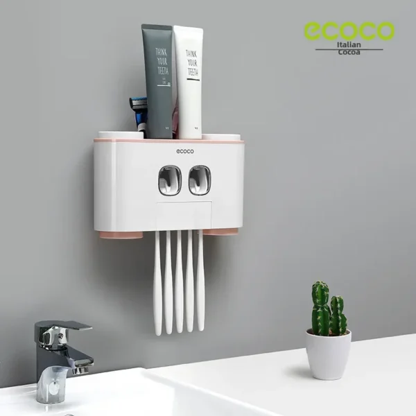 Happy Home Four-mouth Wash Suit Automatic Toothpaste Squeezer Creative Toothbrush Holder Wall Hanging Punch-free - Image 3