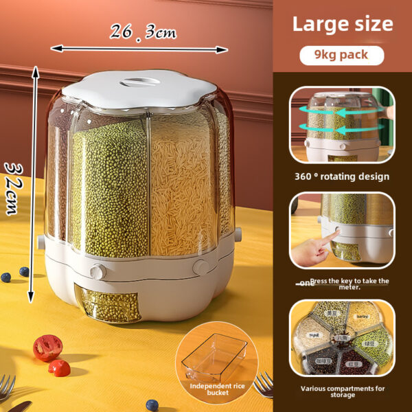Dielectric Rice Bucket Rotatable Household Insect-proof Moisture-proof Multifunctional Sealed Rice Storage Box Classification Grain Storage Box - Image 6