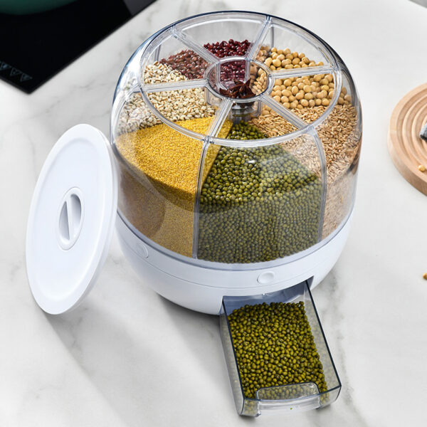 Dielectric Rice Bucket Rotatable Household Insect-proof Moisture-proof Multifunctional Sealed Rice Storage Box Classification Grain Storage Box - Image 3