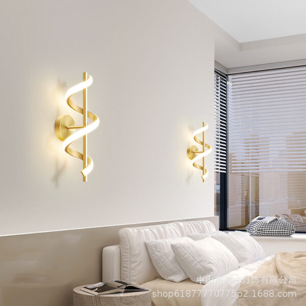 Bedside Wall Lamp Light Luxury Modern Simple Creative Spiral Bedroom Wall Lamp Minimalist Led Living Room TV Background Wall Lamp - Image 4