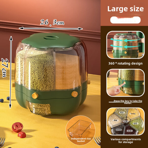 Dielectric Rice Bucket Rotatable Household Insect-proof Moisture-proof Multifunctional Sealed Rice Storage Box Classification Grain Storage Box - Image 9