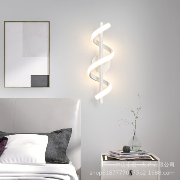 Bedside Wall Lamp Light Luxury Modern Simple Creative Spiral Bedroom Wall Lamp Minimalist Led Living Room TV Background Wall Lamp - Image 3